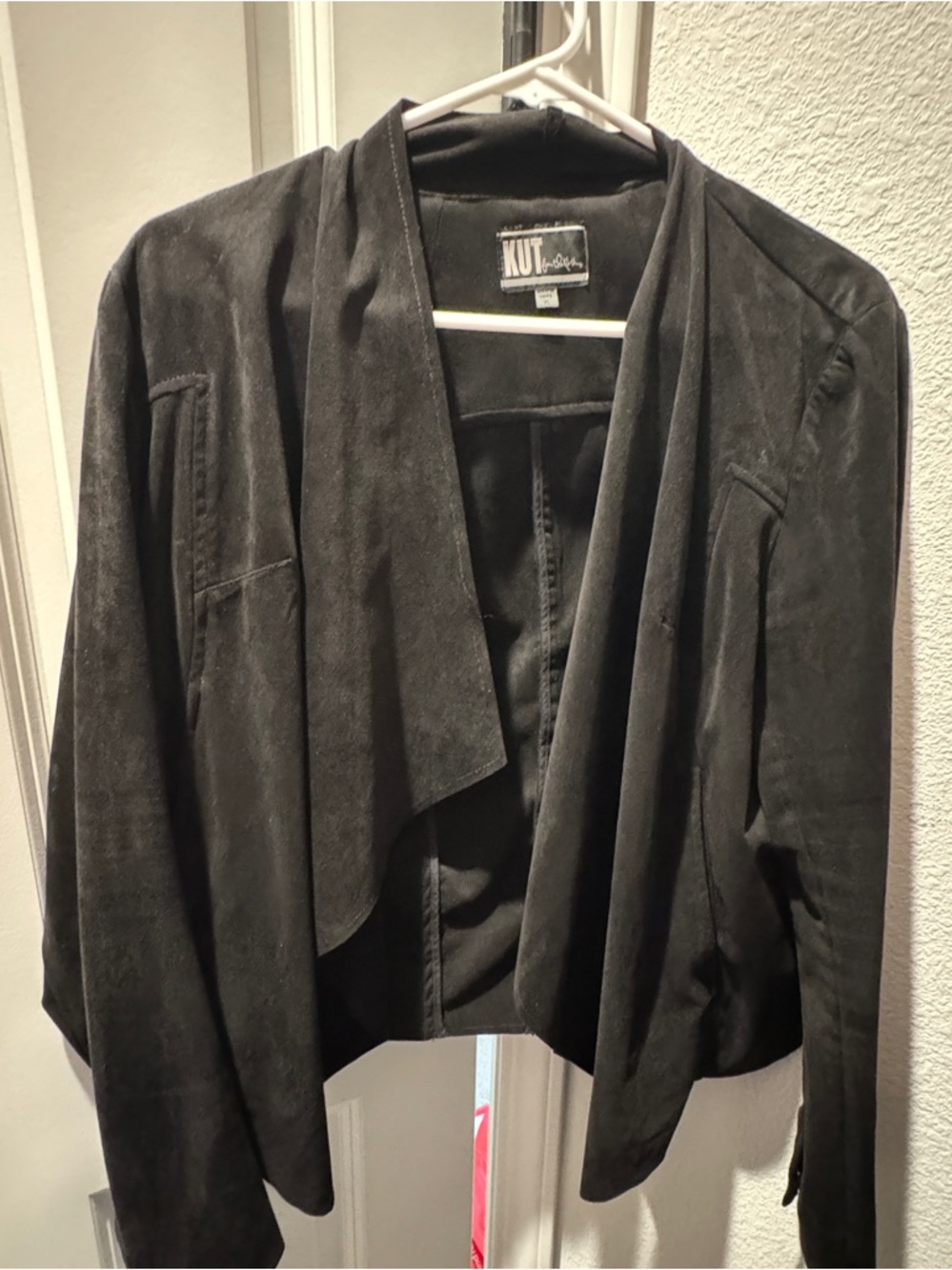 Kut From the Kloth Black Draped Open Front Blazer